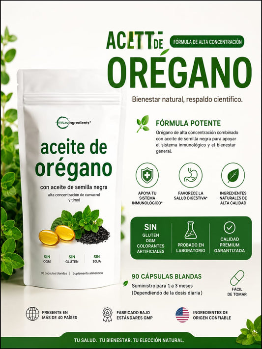 Aceite de Orégano con Aceite de Semilla Negra | Refuerza tus defensas y bienestar natural.